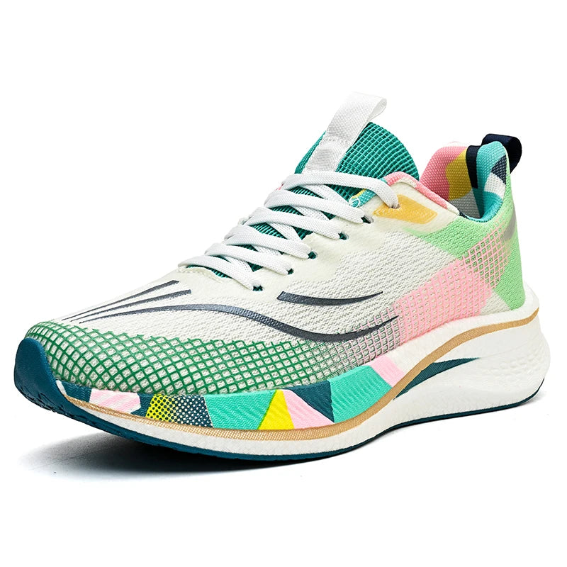 Unisex Running Shoes 2025 Autumn Breathable Mesh Sports Shoes Comfortable Lace-up Flat Sneakers for Men Women