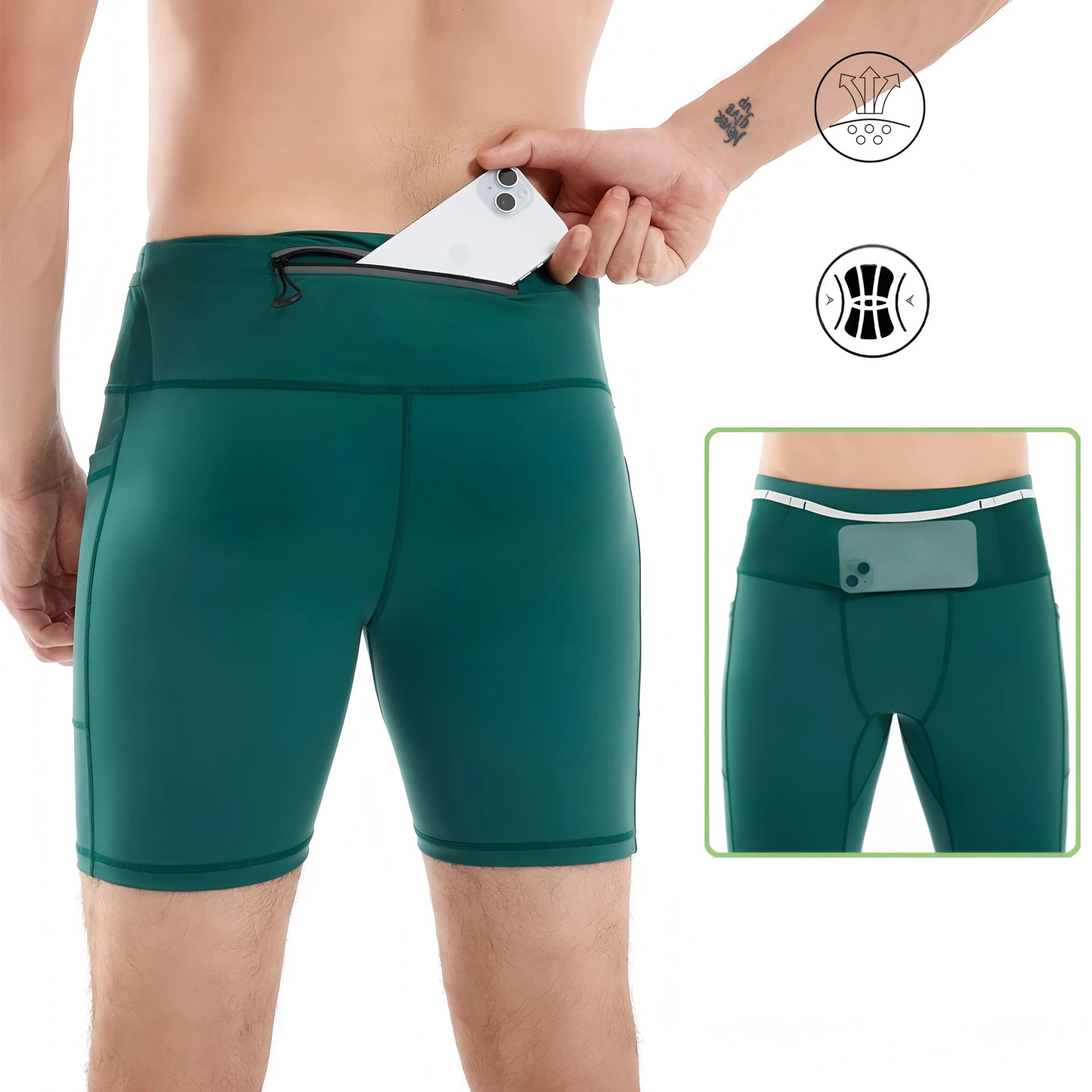 Mul-Pockets Compression Shorts 3.0 Mens Marathon Running Shorts Quick Dry Exercise Training Jogging Cycling Fitness Tight Shorts