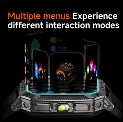 Robust military smart watch 1400Mah battery fitness tracking 10ATM waterproof tactical sports flashlight men's phone watch