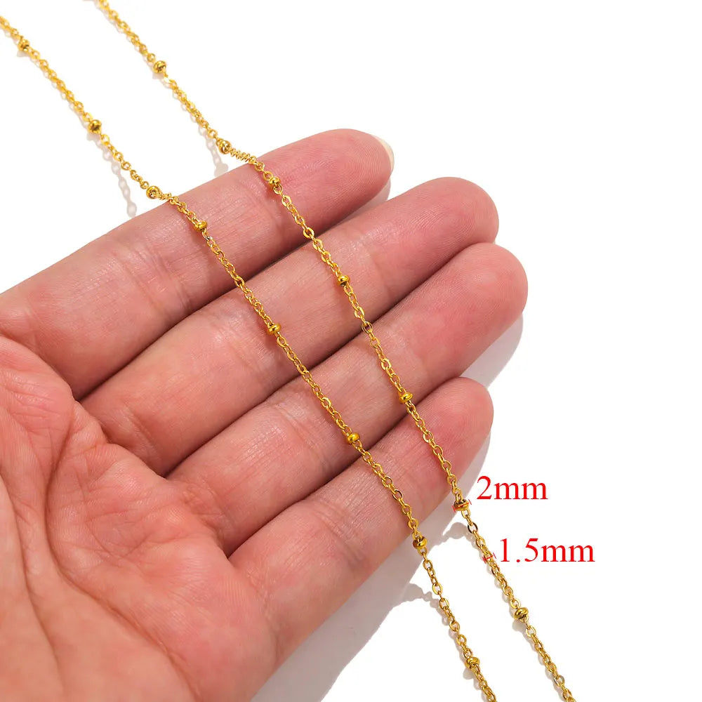 2-meter Lips Beads Chain Stainless Steel Cable Chains for Jewelry Making DIY Necklace Bracelet Accessories Gold Chain Findings