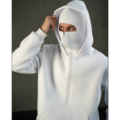 2025 Autumn/Winter New Men's and Women's Double Hats with Hoodie Coat Zipper Windproof and Warm Couple Hip Hop Sports Top