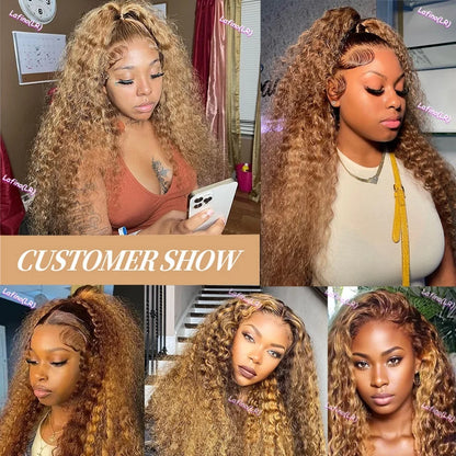 200 High Density Water Wave P4/27 Highlight 13x4 13x6 HD Lace Frontal Deep Wave Wig Brazilian 100% Colored Curly Human Hair Wigs