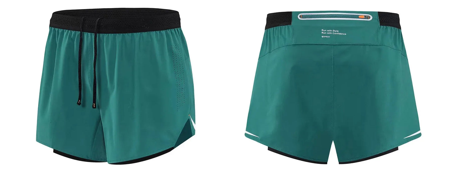 Men Running Shorts Gym Marathon Track Sports Shorts 2 In 1 Quick Dry Workout Training Gym Fitness Short Pants Summer Men Shorts