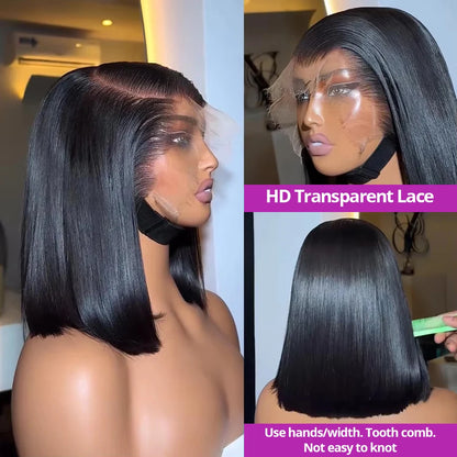 100% Human Hair Wig Glueless Braided Closure Hd Lace Frontal Wig Pre Cut Vietnamese Straight Short Bob Lace Front Wig for Women