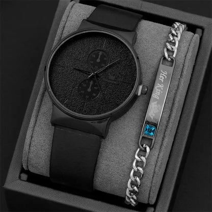 2pcs Set Fashion Mens Sports Watches Man Business Quartz Wristwatch Luxury Men Casual Clock Watch Relogio Masculino