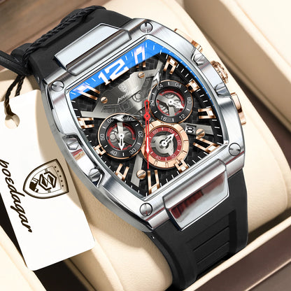 POEDAGAR Luxury Watches For Men Sport Casual Waterproof Luminous Date Man Wristwatch Chronograph Quartz Silicone Men Watch Reloj