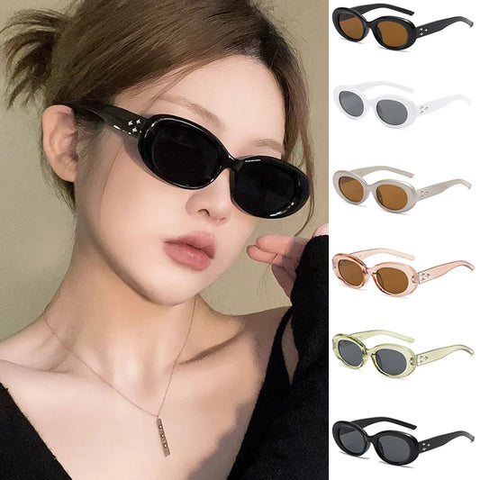 New 2025 Oval Sunglasses for Men Women Fashion Retro Brand Design Shades Eyewear Female Candy Color Goggle Fishing Sun Glasses