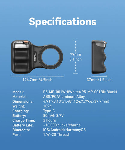TELESIN Phone Camera Shoot Hand Grip Magnetic Smart Phone Holder Shooting Aid Remote Control Handle For Iphone Android Phone