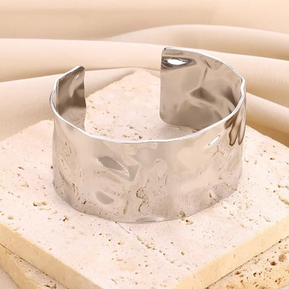 Stainless Steel Bracelet For Women Men Aesthetic Flower Leaf Bangle Opening Gold Color Geometric Bangles Bracelets Femme Jewelry