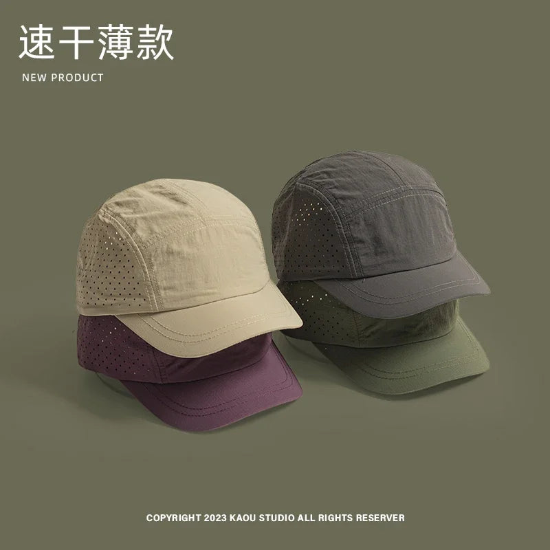 Summer 5 panel Baseball Caps for Men and Women Outdoor Camping cap Sun Protection Quick-drying Running Hat Breathable Golf Hat
