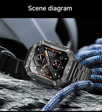 Robust military smart watch 1400Mah battery fitness tracking 10ATM waterproof tactical sports flashlight men's phone watch