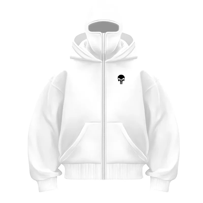 Men's Balaclava Hoodie Half Zip up Double Hooded Fleece Sweatshirt Unisex Fall Winter Warm Outfit for Men Women