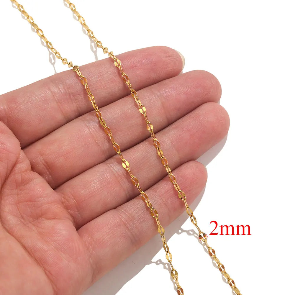 2-meter Lips Beads Chain Stainless Steel Cable Chains for Jewelry Making DIY Necklace Bracelet Accessories Gold Chain Findings