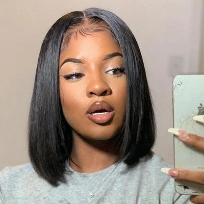 Glueless Human Hair Wigs Brazilian Straight Bob Wig 5x5 Pre Cut Lace Wigs For Women 13x4 Transparent Lace Front Human Hair Wigs