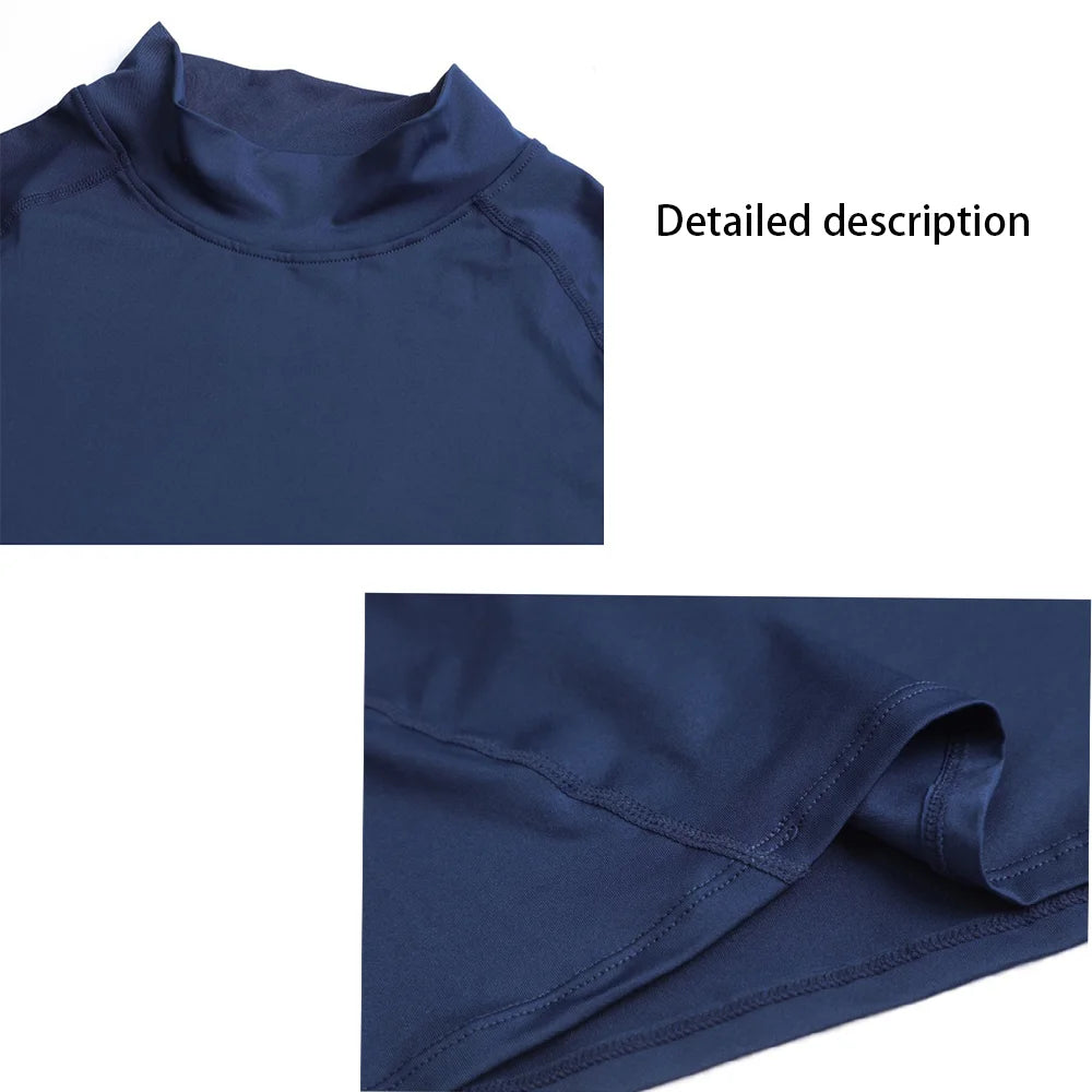 Autumn New Sports Shirt Men High Neck Compression Shirt Long Sleeved Training Top High Stretch Undershirt