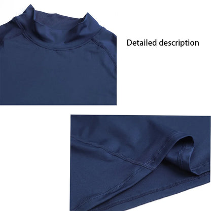 Autumn New Sports Shirt Men High Neck Compression Shirt Long Sleeved Training Top High Stretch Undershirt