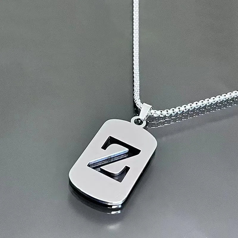Stainless steel Men Women Pendant Necklace Hollow 26 Mother Without Plating Design  Style Hip Hop Chain for Daily Wear and Gift
