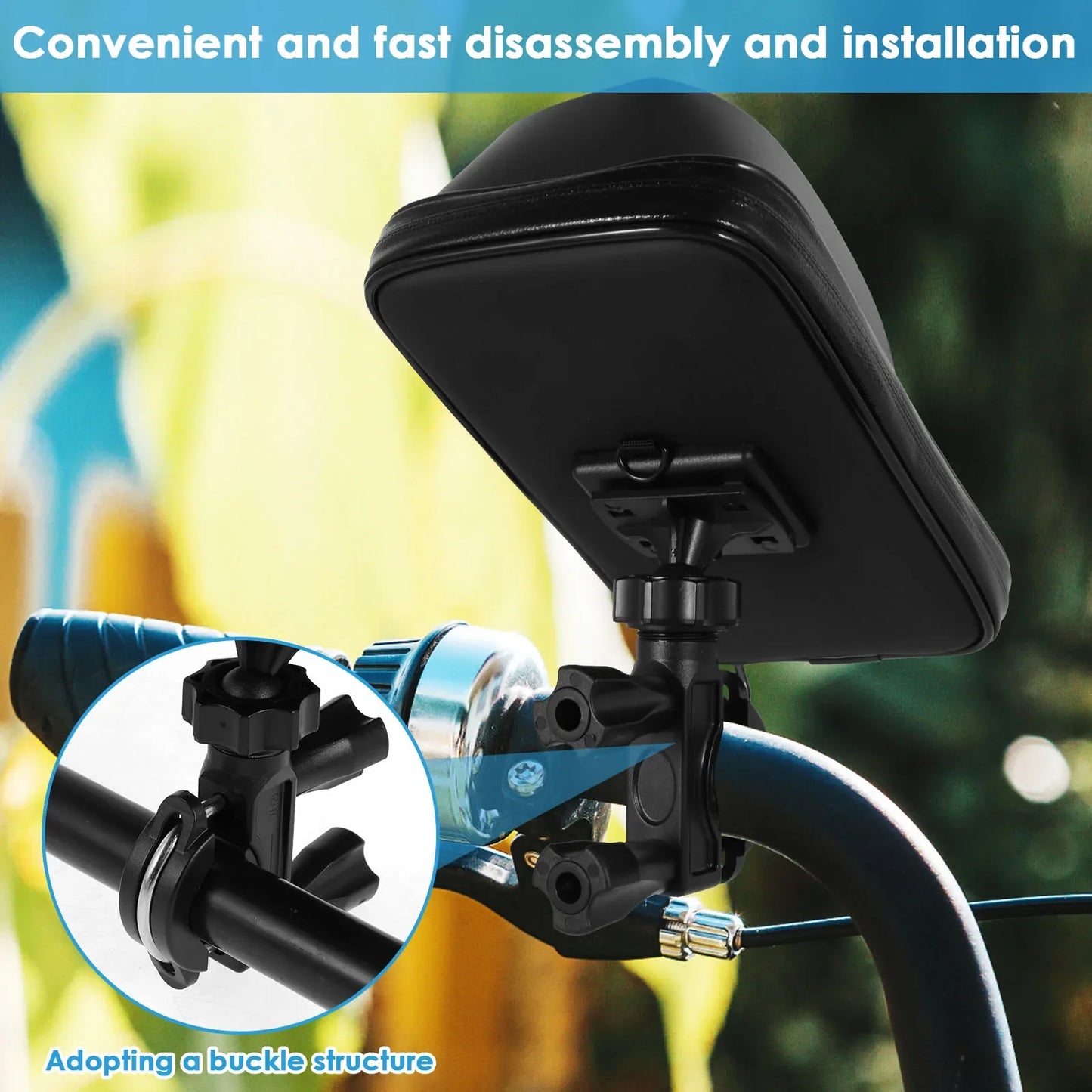 360° Rotatable Bike Phone Holder Bag Waterproof Motorcycle Handlebar Bag Bicycle Pouch Touch Screen Phone Mount Accessories