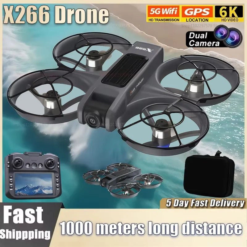 New X266 GPS 8K Professional HD 360° Drone with Dual Cameras, 5G WIFI, Brushless Motors, Obstacle Avoidance, FPV, Foldable Quadcopter, Toys