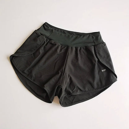 Summer Women's Loose Sports Shorts Women 2 in 1 Fitness Shorts High Waist Yoga Shorts Quick Dry Running Casual Sports Shorts