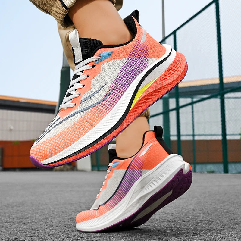 Unisex Running Shoes 2025 Autumn Breathable Mesh Sports Shoes Comfortable Lace-up Flat Sneakers for Men Women