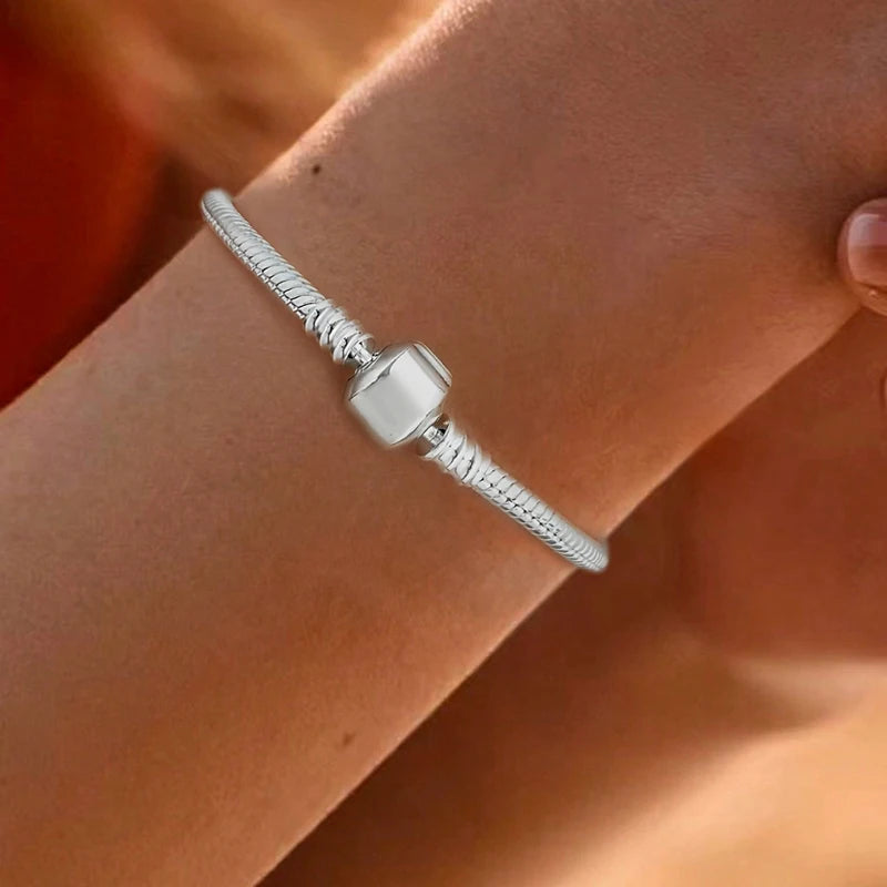 925 Sterling Silver Zircon Sweet Love Heart Bracelet DIY Bead Making Fit Original Pan Bracelets Fine Jewelry Gift