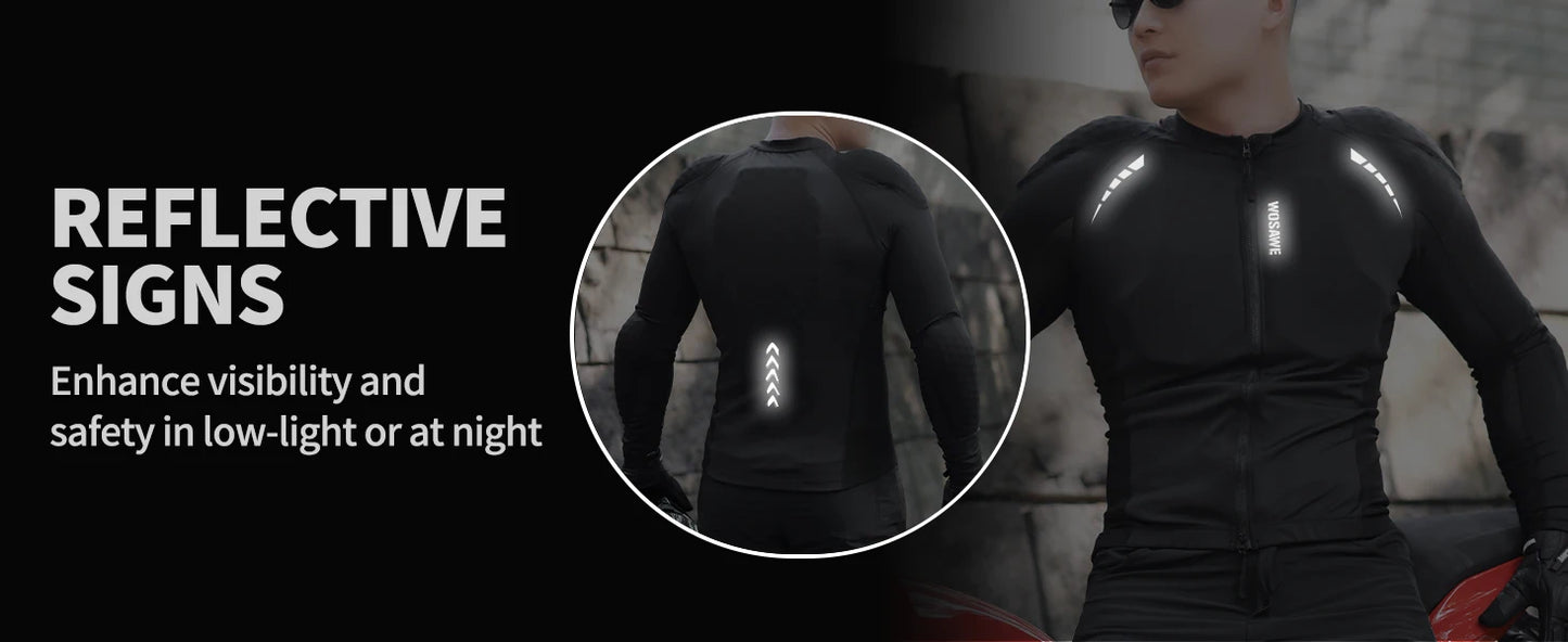 WOSAWE Men's Motorcycle Racing Jacket Off-Road CE Protective Gear Motocross Soft Armor Body Protector Sports Racing Equipment