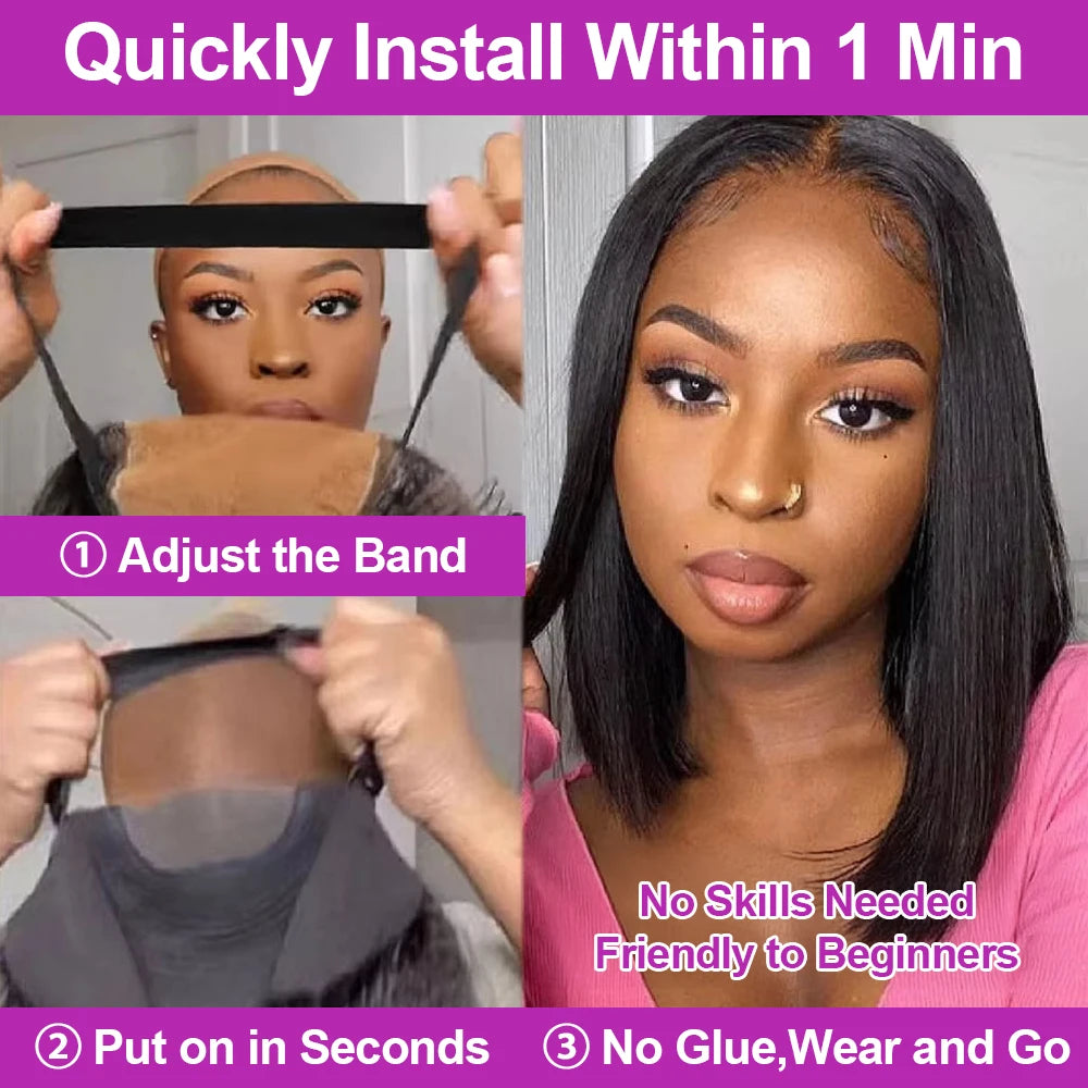 100% Human Hair Wig Glueless Braided Closure Hd Lace Frontal Wig Pre Cut Vietnamese Straight Short Bob Lace Front Wig for Women