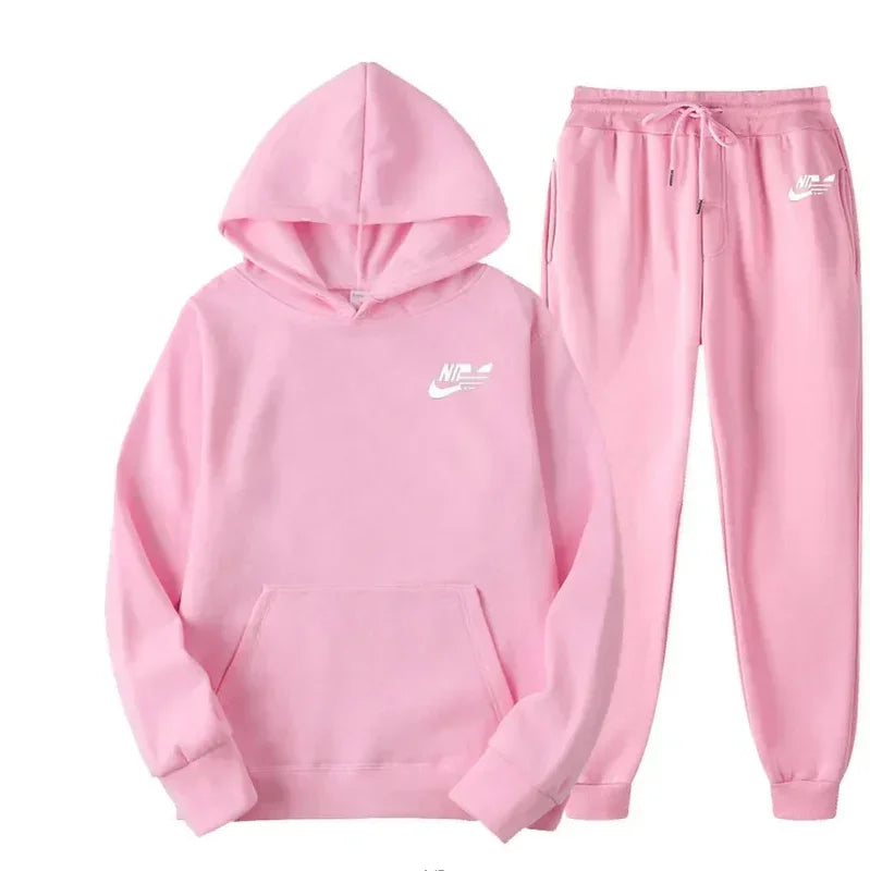 Winter Hoodie Sets Men Fashion Fleece Red Hoodies Black Brand Pants Casual Jogger Suit Tracksuit Sweatshirt