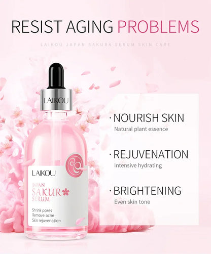 LAIKOU Cherry Blossom or Rose Essence Solution Facial Care Moisturizing Brightening Tighten Hydrating Repair Soothe Soften 100ml
