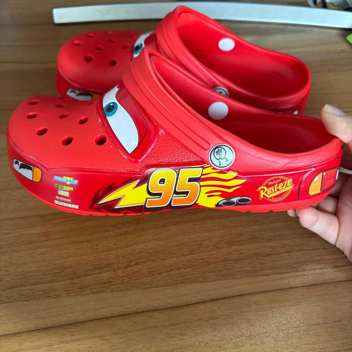 Mcqueens Pixar Cars Cartoon Kawaii Waterproof Breathable Eva Slippers For Adults Solid Outdoor Sandals With Holes Casual Shoes