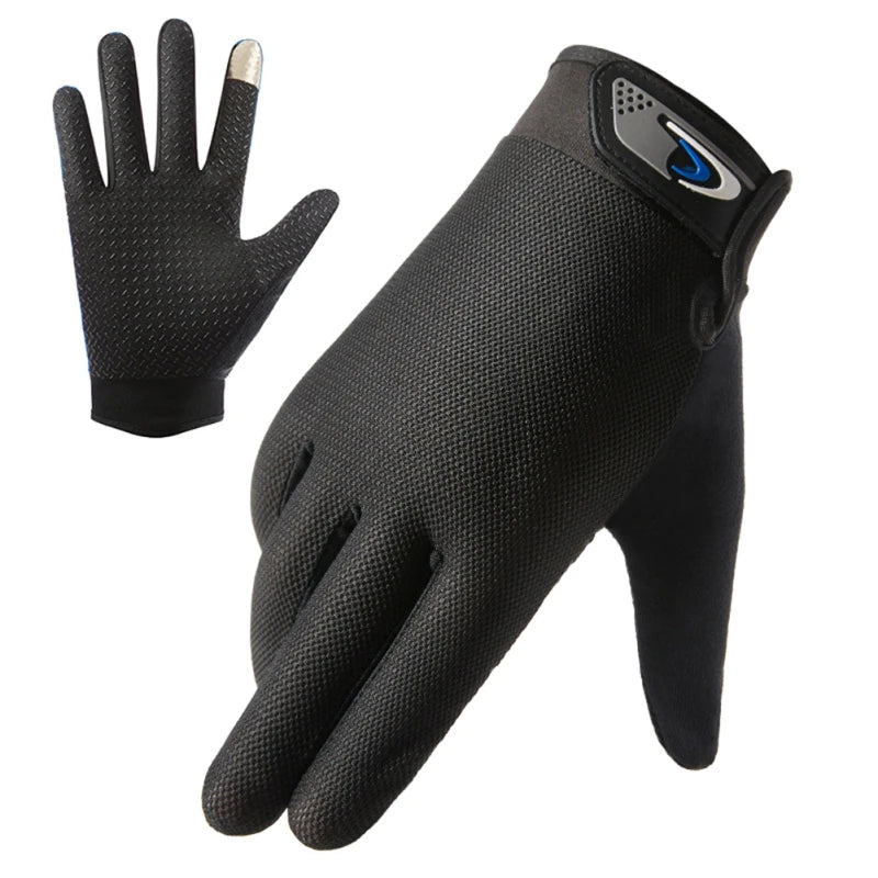 Summer Men Fishing Gloves Women Two Finger Cut Male Touchscreen Angling Anti-Slip Sun-Proof Breathable Cycling Fitness Gloves