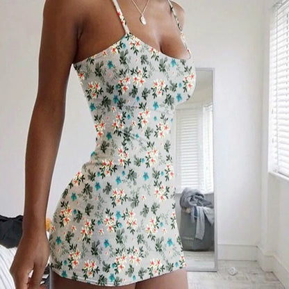 Women Slip Dress Sexy Lady Backless Strapless Floral Print Mini Bodycon Party Dresses YSY1818