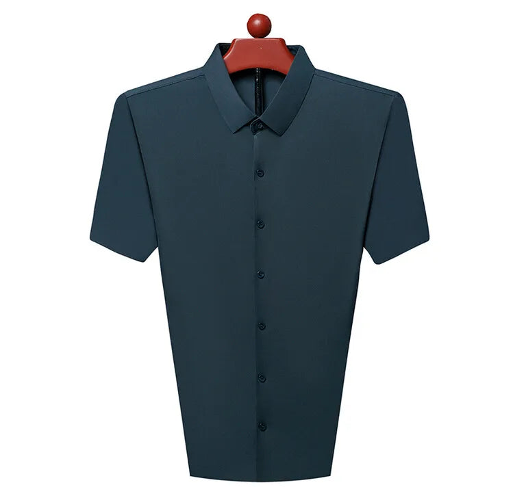 Men's Ultra Stretch Short Sleeve T-Shirt Business Casual Breathable Stretchable Abrasion-Resistant Solid Color Short Sleeve Shirt
