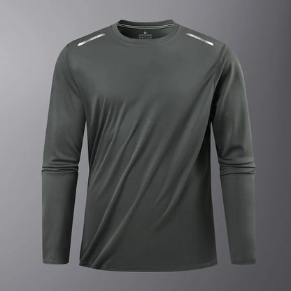 Reflective Sport Gym T Shirt Men Quick Dry Running Bodybuilding Shirts Men Long Sleeve Fitness Pullover Top Spring Autumn