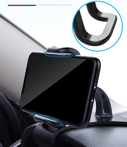 360° rotating car phone holder, universal car dashboard mount, self-gripping mount, fixed phone holder.
