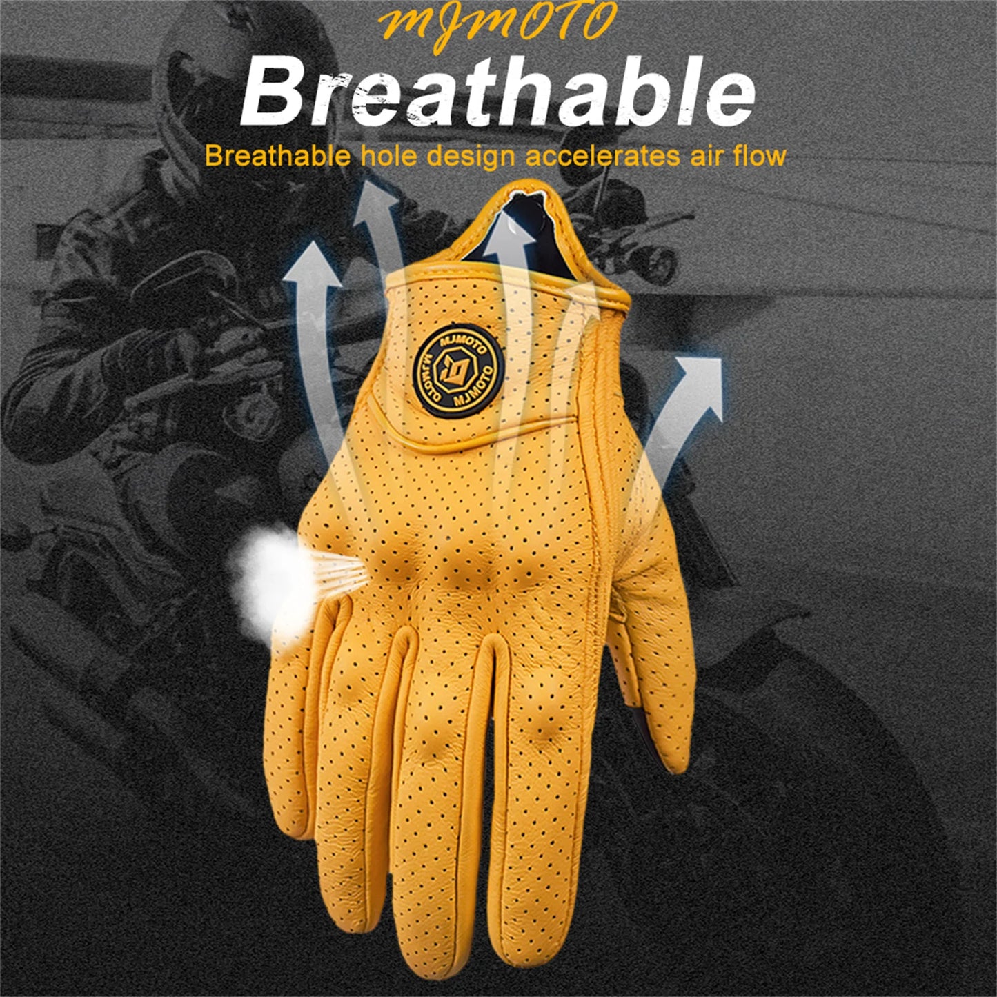 Classic Retro Leather Motorcycle Gloves Summer Wear-Resistant Anti-Slip Men Women Mountain Bike Moto Biker Bicycle Accessories