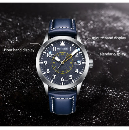 OCHSTIN Men Automatic Mechanical Movement Watch Leather Strap Nylon Male Clock Fashion Waterproof for Men Gift Wirstwatches