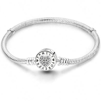 925 Sterling Silver Zircon Sweet Love Heart Bracelet DIY Bead Making Fit Original Pan Bracelets Fine Jewelry Gift