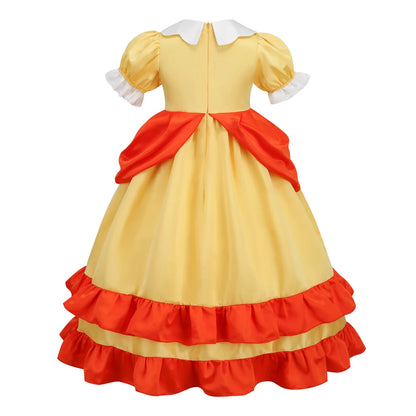 Game Princess Daisy Cosplay Costume Girls Cute Lolita LED Light Flashing Dress Fancy Halloween Carnival Wig Uniforms Clothing