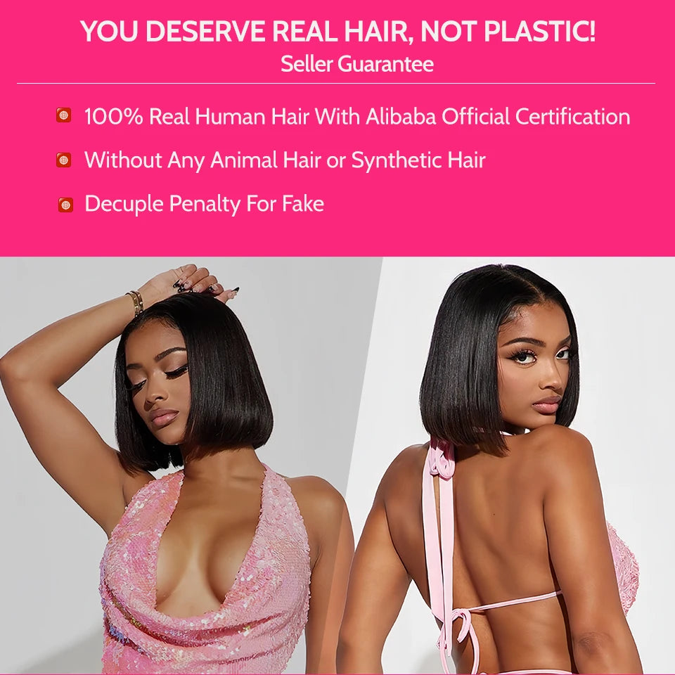 Wear And Go Bob Wigs For Women Human Hair 180% Straight Glueless Wig Ready To Go Human Hair Wigs Pre Cut Lace Air Wig Sale