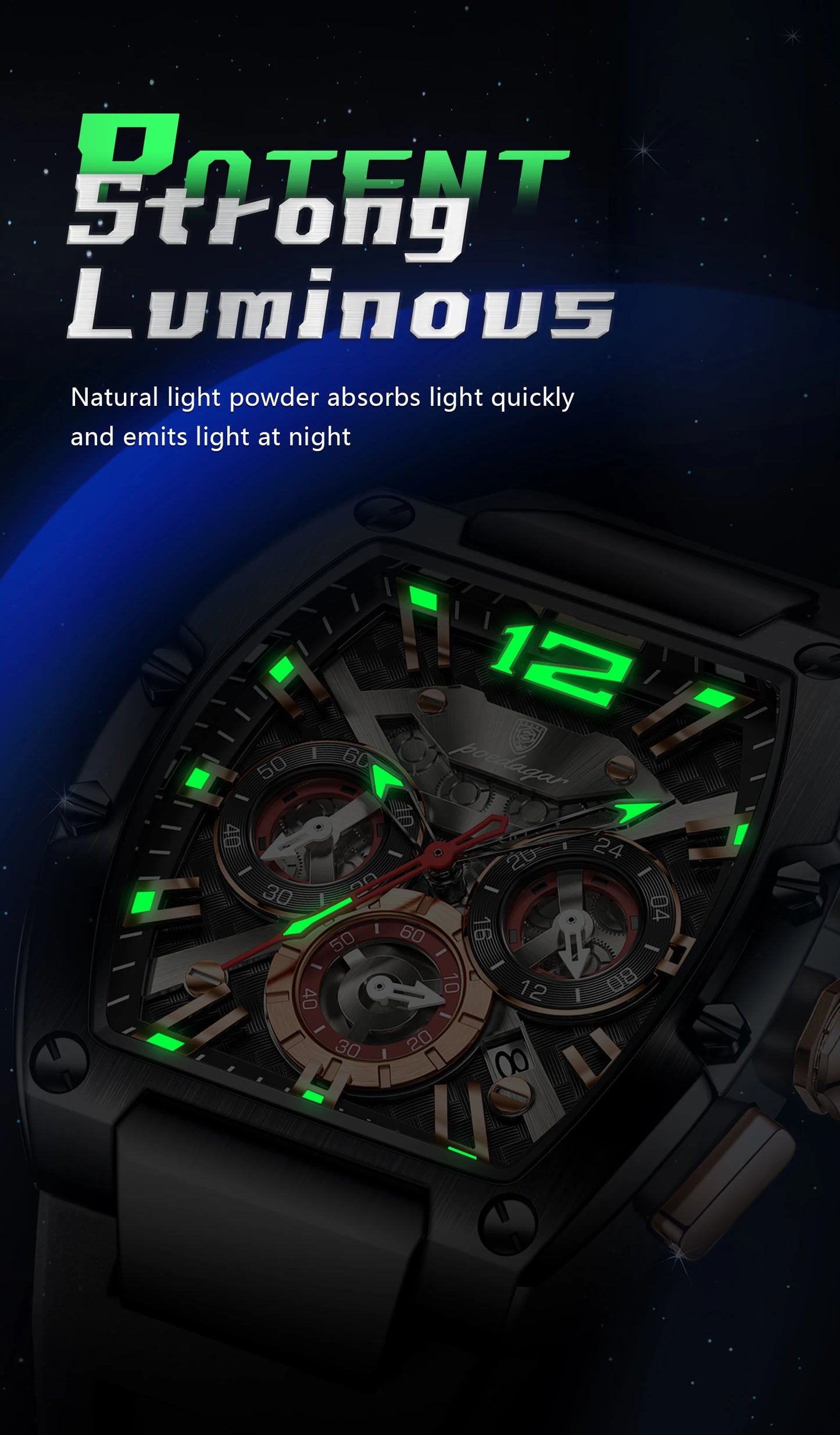 POEDAGAR Luxury Watches For Men Sport Casual Waterproof Luminous Date Man Wristwatch Chronograph Quartz Silicone Men Watch Reloj