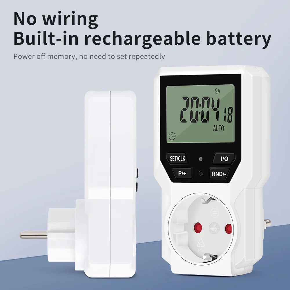 Electronic Timer Switch LCD Digital Time Control Energy Saving Manager Programmable Socket EU Plug Automatic Surge Protector