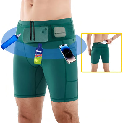 Mul-Pockets Compression Shorts 3.0 Mens Marathon Running Shorts Quick Dry Exercise Training Jogging Cycling Fitness Tight Shorts
