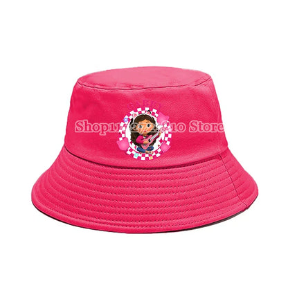 Gabby Dollhouse Bucket Hat Cotton Children Pot Flat Shade Sun Protection Spring Autumn Hats Cartoon Parent-Child Headdress Gift