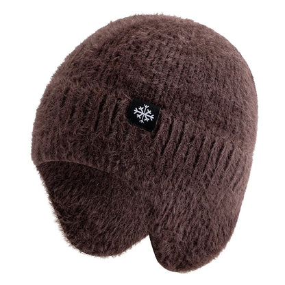 Hot Sale Women Earflap Winter Hat Candy Colors Fashion Faux Fur Knitted Hat Kpop Style Soft Beanie Hats Female Streetwear Cap
