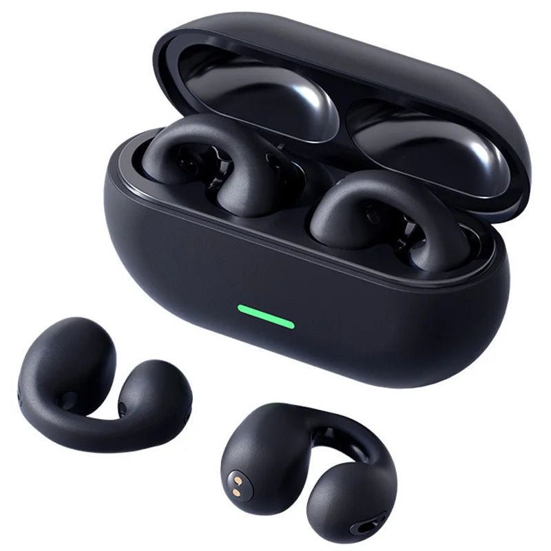Bluetooth Earphone 5.3 Wireless Bone Conduction Headphones Clip Ear Music Noise Canceling HD Call Sports Gaming Earphone