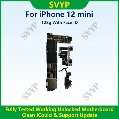 Unlocked Mainboard Fully Tested 100% Working Motherboard Compatible With 12 Mini With Face ID Cleaned iCloud And Support Update