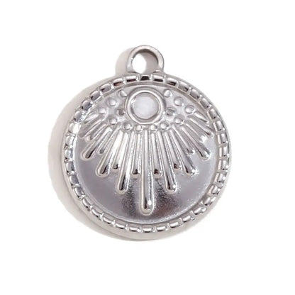 Face Sun Oval Cross Sunflower Relief Long Eyelashes Sparkling Eyes A Rose Round Pendant 316L Stainless Steel Silver Color
