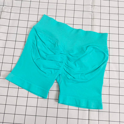 No Logo Dynamic Shorts , Women's Seamless Scrunch  Yoga High Waist Band Gym Short High Stretch Workout Biker Shorts